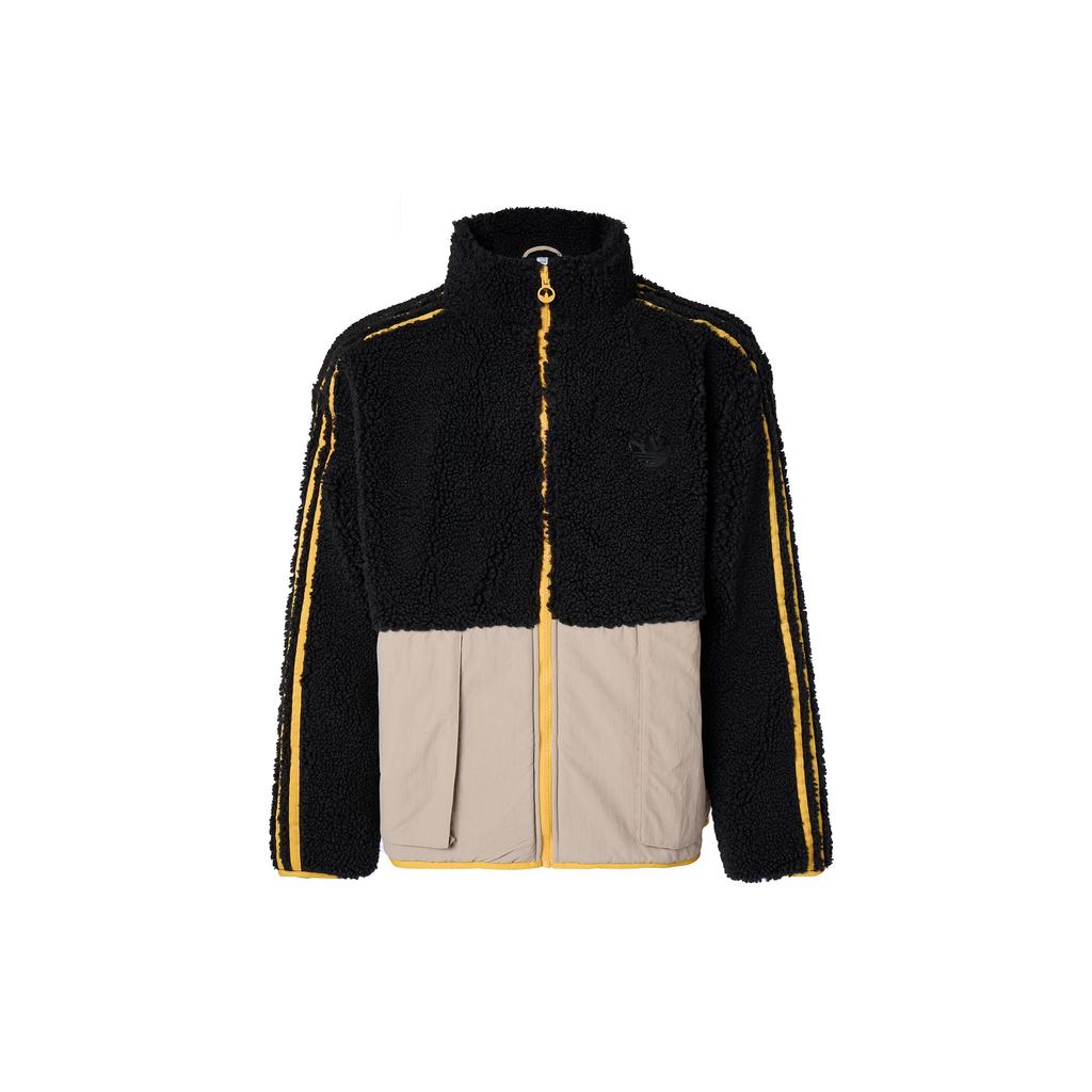 Adidas Originals Trefoil FW22 Embroidered Logo Stand-Collar Fleece Jacket Unisex Jacket Black HY1376