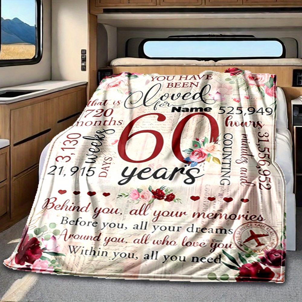 Happy 60Th Birthday Queen Blanket Personalized Name Soft Comfortable Stylish Blanket Car Blanket Perfect For Travel Camping Outdoor Home Suitable For