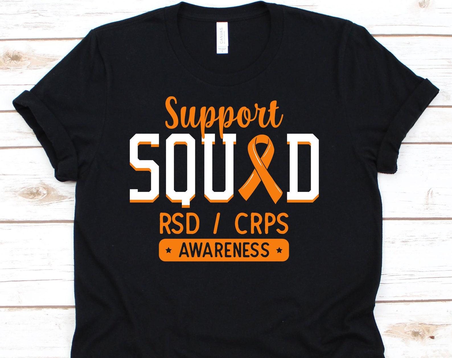 Support Squad Shirt, RSD/CRPS Awareness Gift For Complex Regional Pain Syndrome Warrior Fighter Survivor, CRPS Ribbon Tee For Men Women S
