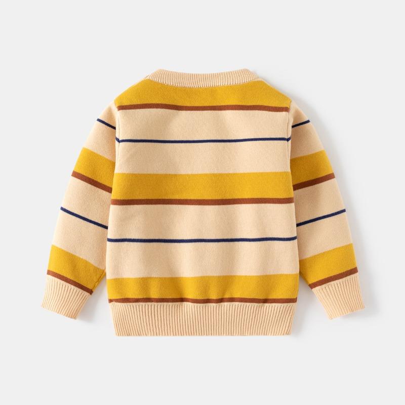 Trendig randig pojktröja 2024 Höst och Vinter Barnbroderad underdel Babysweater