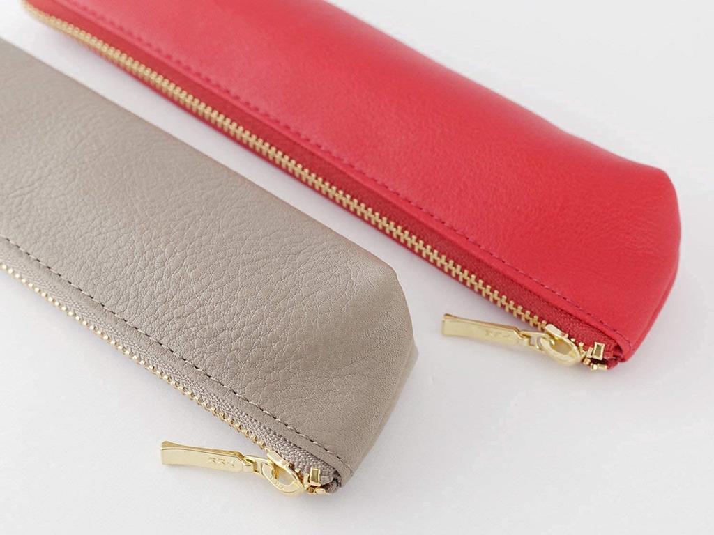 OSL Leather Pencil Case Taupe [Slip-On] OSL-1801 Slip-On