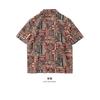 Plus Size Men's Vintage Geometric Print Shirt Casual Loose Short Sleeve Cuban Collar Shirt