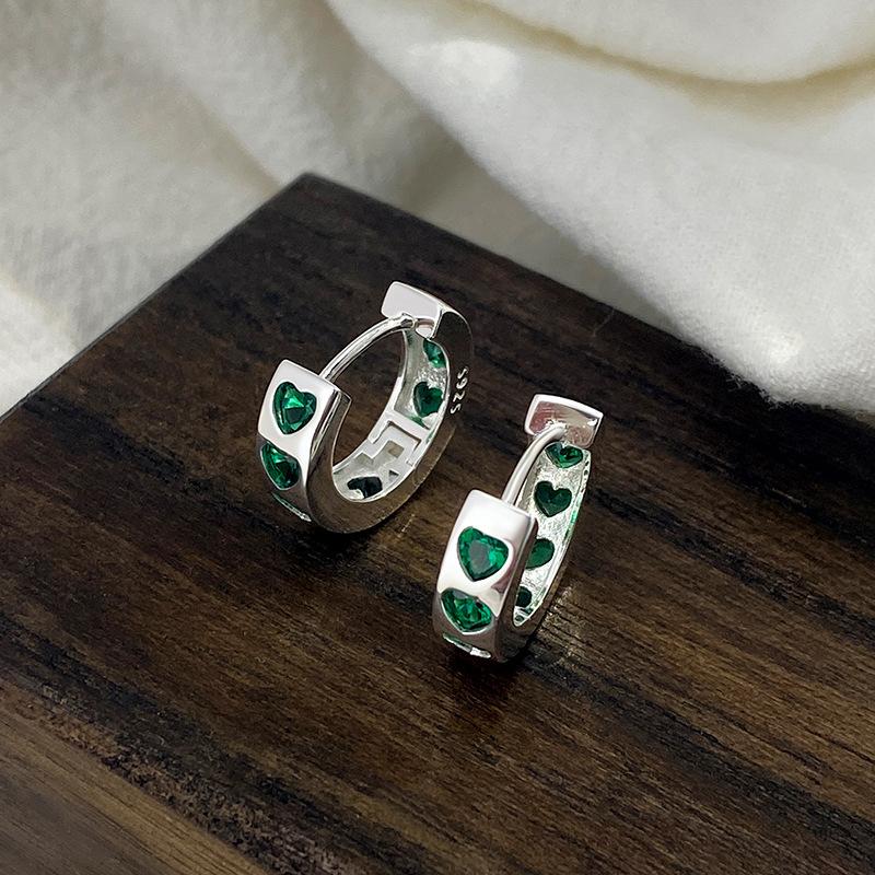 Pink Rhinestones Love Peach Heart Stud Earrings for Women Sweet Aesthetic Charm Trend Hoop Earrings Korean Fashion Jewelry New