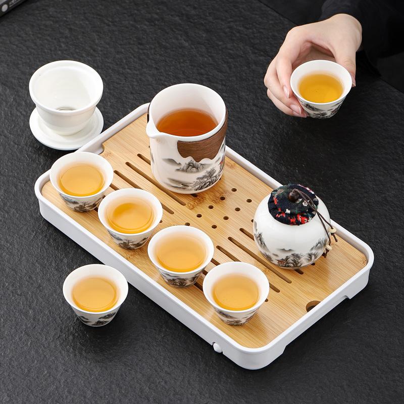 Portable travel tea set Kuaike cup Outdoor ceramic Kung Fu tea cup Full set of gift boxes Company business gifts