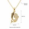 Copper-Plated 18K Gold Double Fish Zircon Pendant Necklace for Women