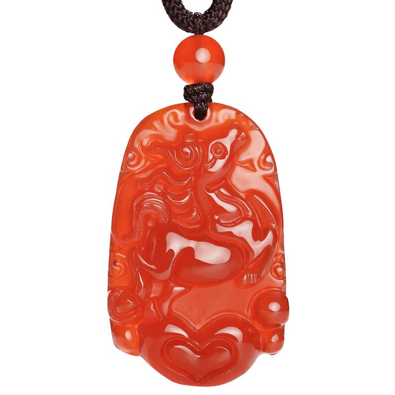 Fengxi Red Agate Chinese Zodiac Pendant