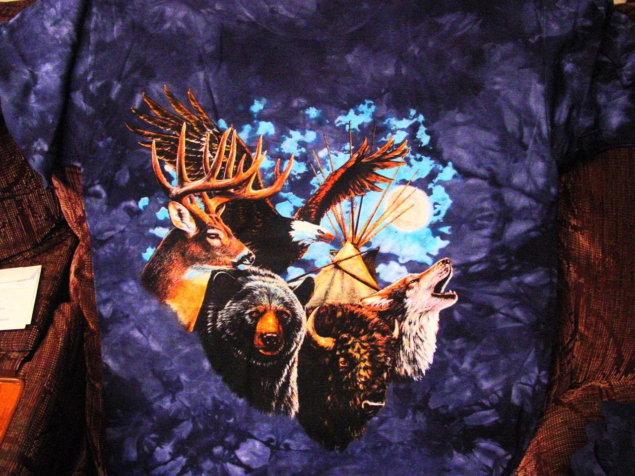 DEER WOLF BEAR EAGLE AND BUFFALO TYE DYE T-shirt 2XL
