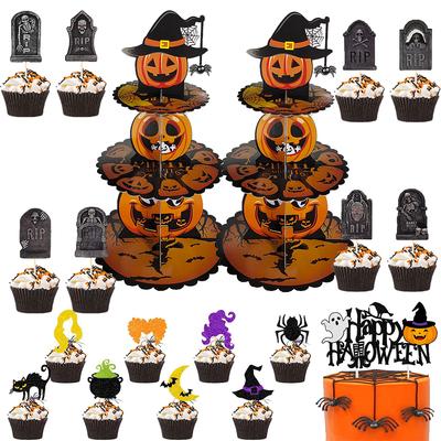 2024 Halloween tortaállvány Pumpkin Ghost Cupcake asztali polc Halloween torta díszítő tetők Happy Halloween Party kellékek