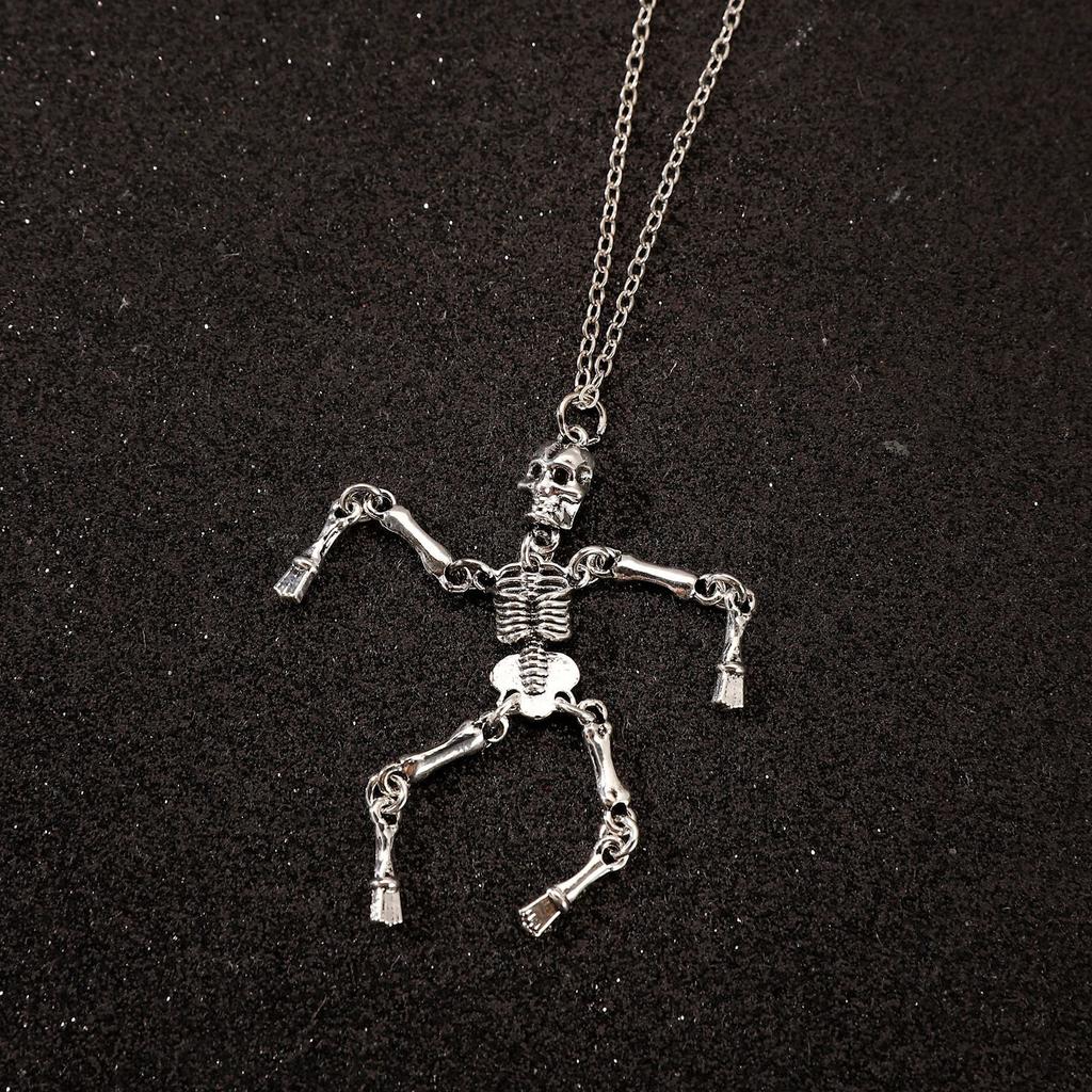 Gothic Diablo Skull Pendant Necklace Personality Punk Hip Hop Alloy Old Collarbone Chain Halloween Ornament Wholesale