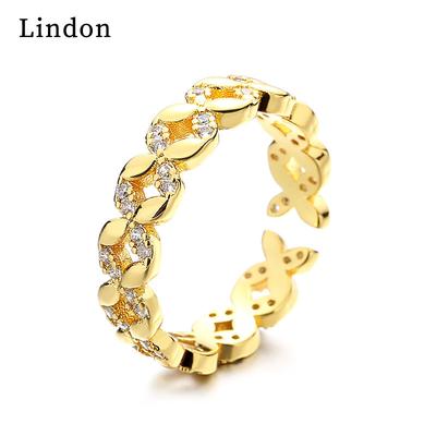Lindon Classic Copper Alloy Zircon Ring Ladies Jewelry Wedding Promise Party Gift
