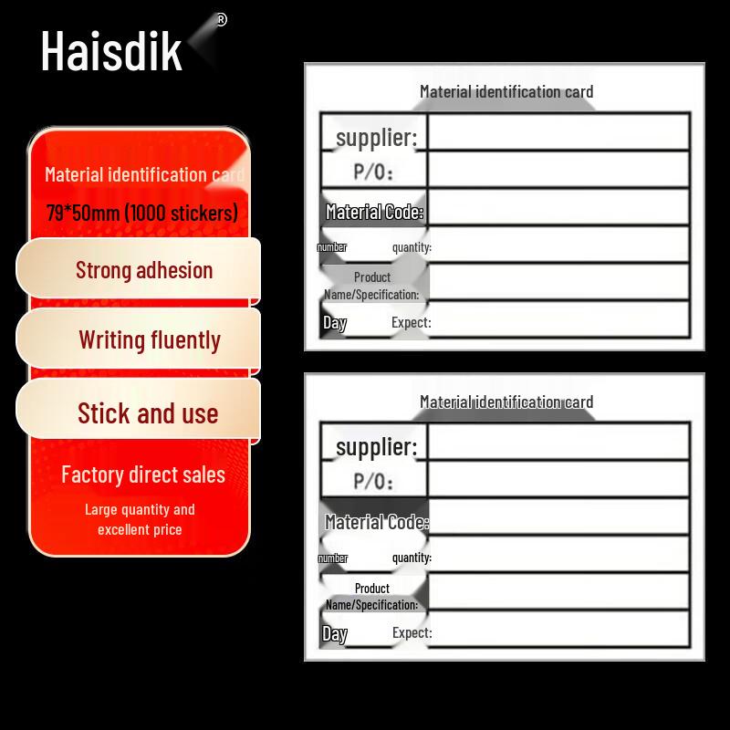 Hesdick Self-Adhesive Material Identification Labels