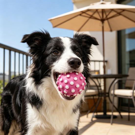 Squeaky Dog Ball Latex Textured Ball Dog Chew Toy Teeth Cleaning Toy for Large Medium Small Dogs Interactive Fetch