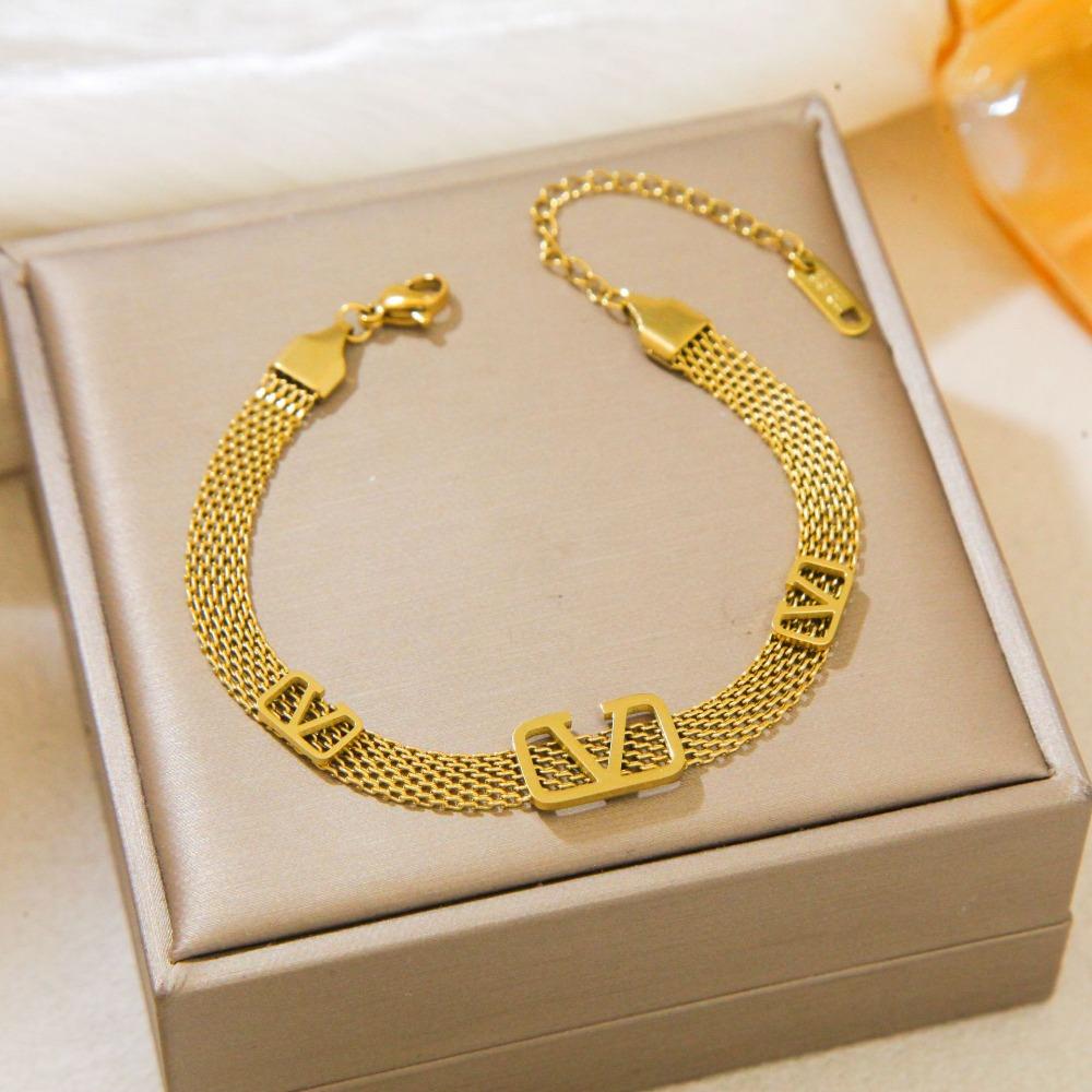 New Four-leaf Clover Bracelet Mesh Watch Bracelet Light Luxury Titanium Steel Watch Strap Chain Jewelry