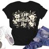 Women's Casual Fashion Street Slim Short Sleeve Mother's Day Printed T-Shirt Top