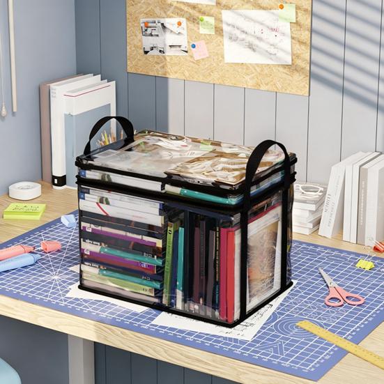 4PCS Clothes Storage Box, Transparent with Zipper Handles Design, Stackable Waterproof Storage Bin for Home Travel