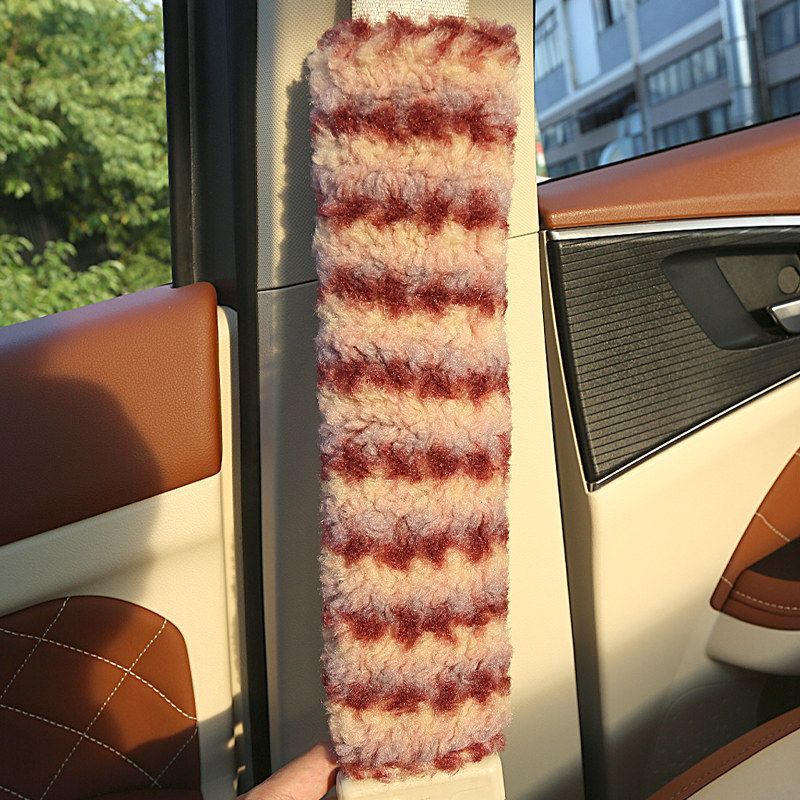 

Car Steering Wheel Cover Winter Plush Cute Warm Women s High-End Sweat-Absorbent Non-Slip Creative Round Steering Wheel Cover Pink Shoulder Pad Single
