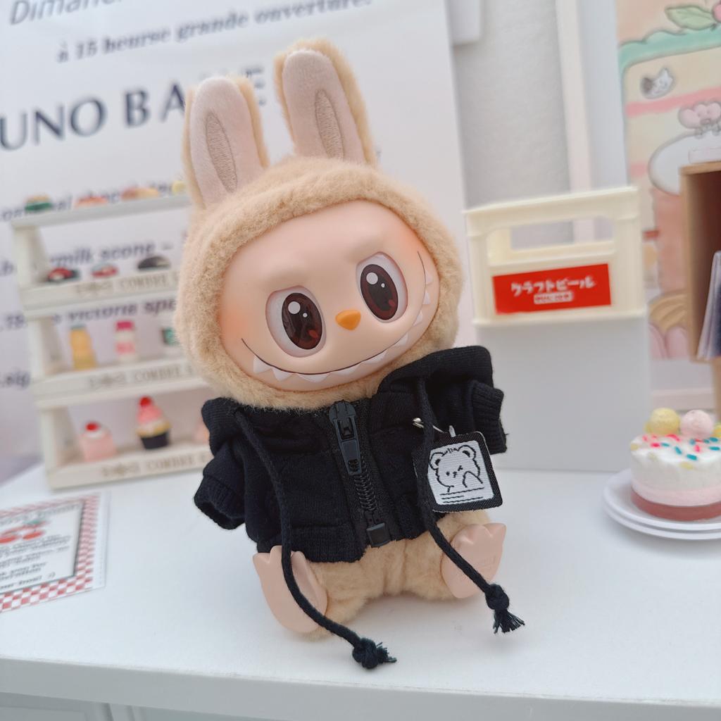 Black Casual Hoodie Black Suit Fashion Sweatshirt Jacket Lovely Outfit Gifts Cool Doll Clothes for Labubu Big Into Energy Series