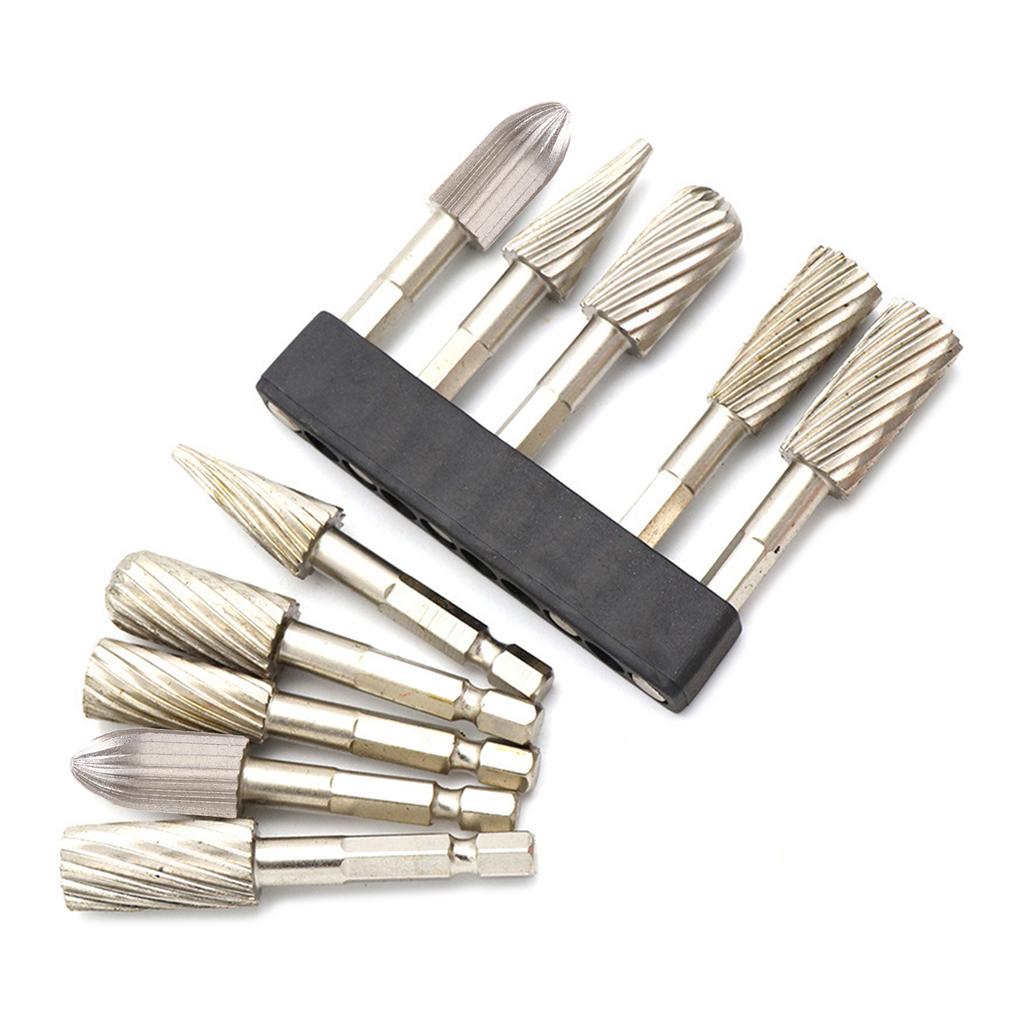 5 Pcs H.S.S. Burrs Rotary File 1/4"/6.35mm Rotary Rasp Cutte for DIY Woodworking
