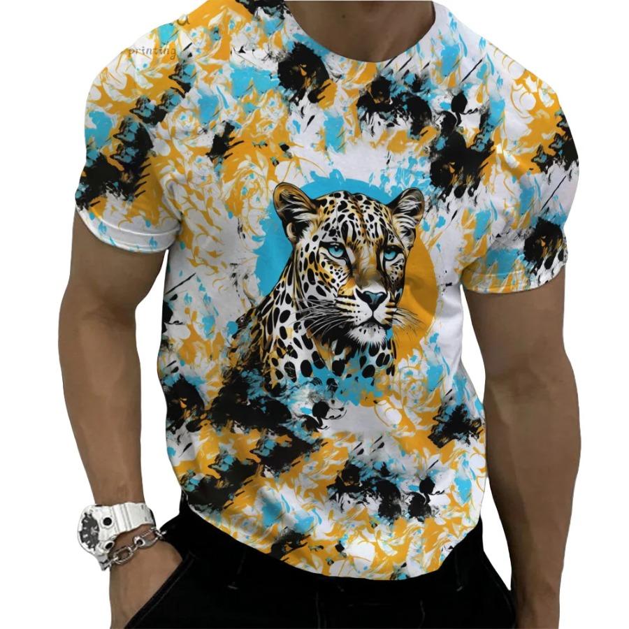 Herr Sommar Lejontryck Kortärmad Lejon Grafiska T-shirts Herr Sommarkläder T-shirt Herr Kortärmade T-shirts