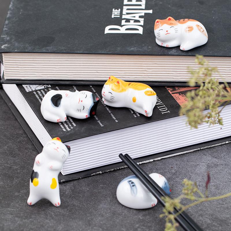 Lucky Cat Chopsticks Holder Japanese Ceramic Chopsticks Ceramic Home Decoration