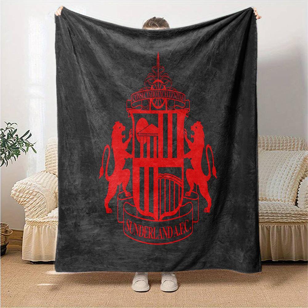 Sunderland football Flannel Blanket, Soft Polyester, Modern Design, All-Season for Camping, Travel, Gifts for holidays or birthdays