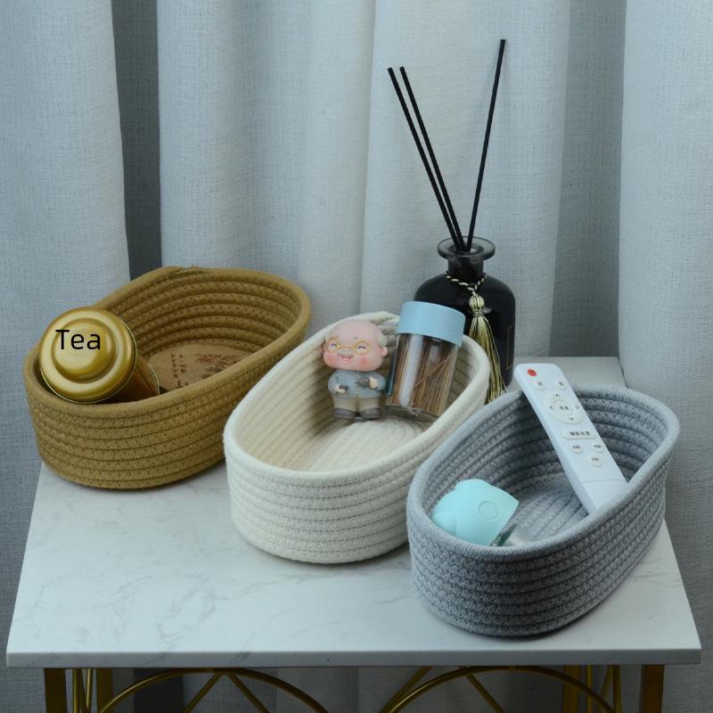 Moderner ovaler Aufbewahrungskorb aus Baumwollseil für Snacks & Kosmetik