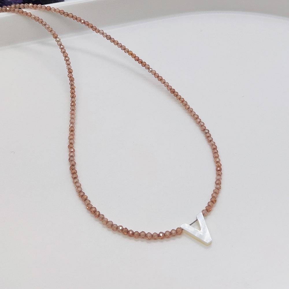 Elegant 2m Zircon Beaded Clavicle Chain: 26-Letter Deep Sea Shell Necklace for Women.