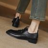 Krazing Pot Cow Skin Autumn Winter Brogues Shoes Lace Up Low Heels Size 42 Round Toe Oxford Shoes Deep Mouth Pumps