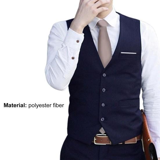 Gilet da Uomo Tinta Unita Slim Monopetto Formale Primaverile per Lavoro