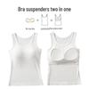 Langsha Women's Ribbed Camisole with Built-in Bra - 10A Antibacterial