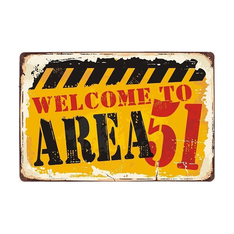 DORA Tin Sign Warning Area Metal Tin Sign UFO Vintage Wall Plaques Art Poster Decoration Painting Home Decor Xcm