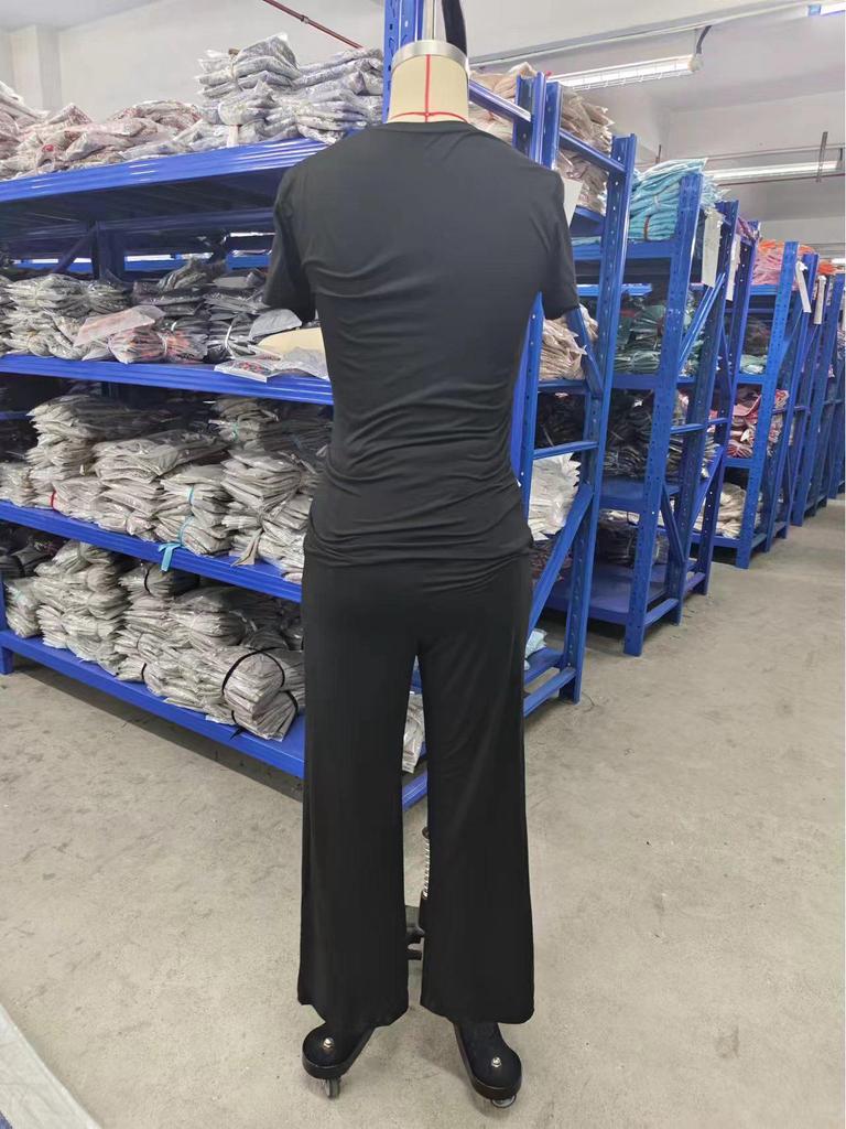 Lässiges Rüschenbesatz Einfarbig Kurzarm Top & Hochtaillierte Weitbein Hose Set