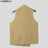 INCERUN Summer Men V Neck Sleeveless Buttons Side Casual Cargo Tank Tops