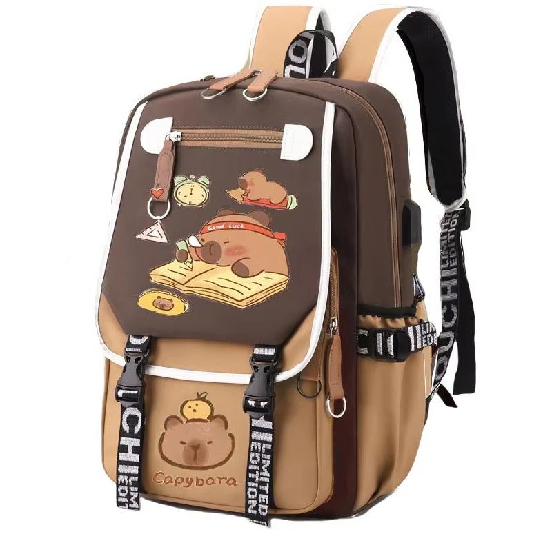 Capybara Kapibara Print Cartoon Personality Trend Backpack Student Large Capacity Leisure Bag
