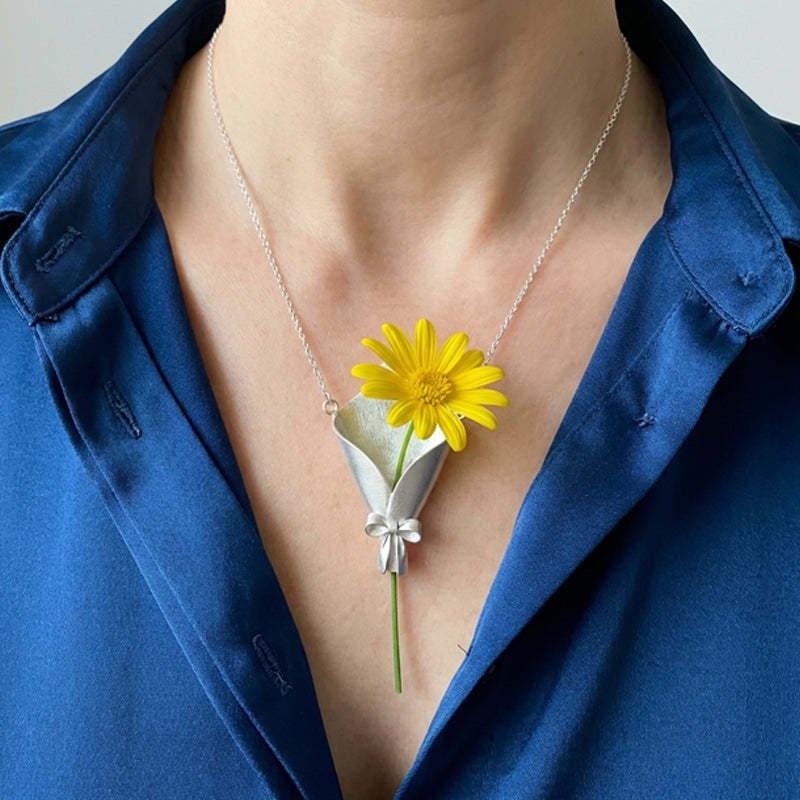 Elegantes Trendiges Bouquet-Verpackung Halskette Ohrringe Ringe Schlüsselbein Kann Eingesteckt Werden Blumen Schmuck Weibliche Schlüsselbein Kette Zubehör