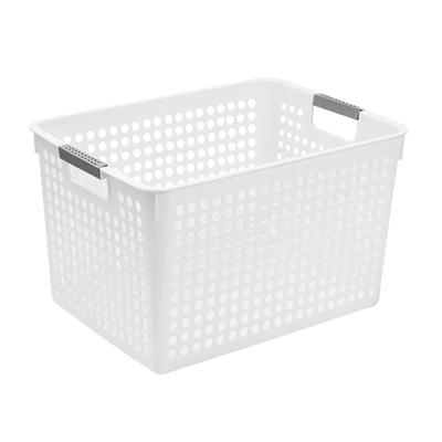 Storage Bin Plastic Basket Desktop Snack Toy Organizer Storage Box with Handle for Pantry Kitchen Bathroom Cabinet
