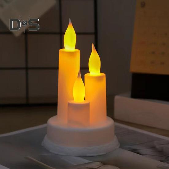 LED-Flammenlose Kerze, elektronisches Kerzenlicht, flammenlose Stumpenkerze, Trio-Tischkerzenlicht für Feiertage, Hochzeiten, Partys, Tafelaufsatz