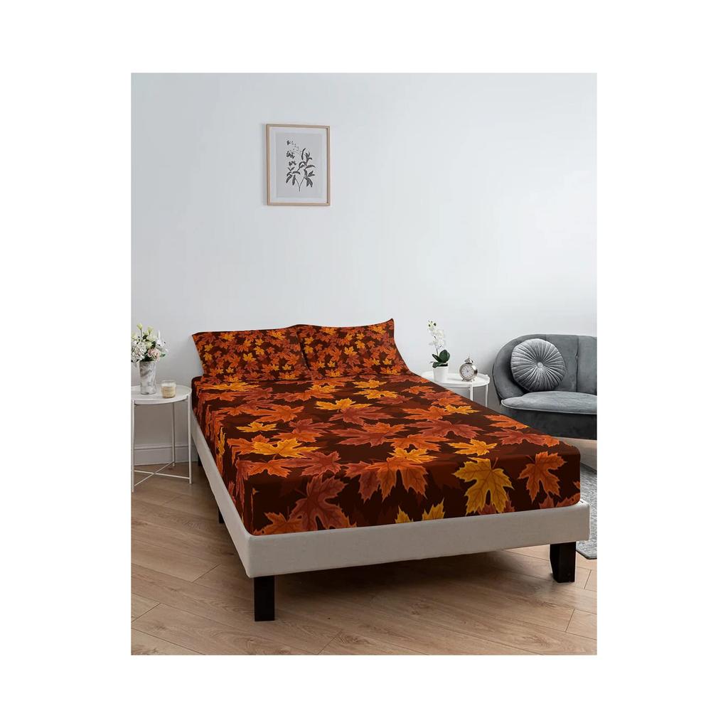 Autumn Maple Leaf Pattern Mattress Three-Piece Digital Printing Bedding Mattress Three-Piece Christmas Dress