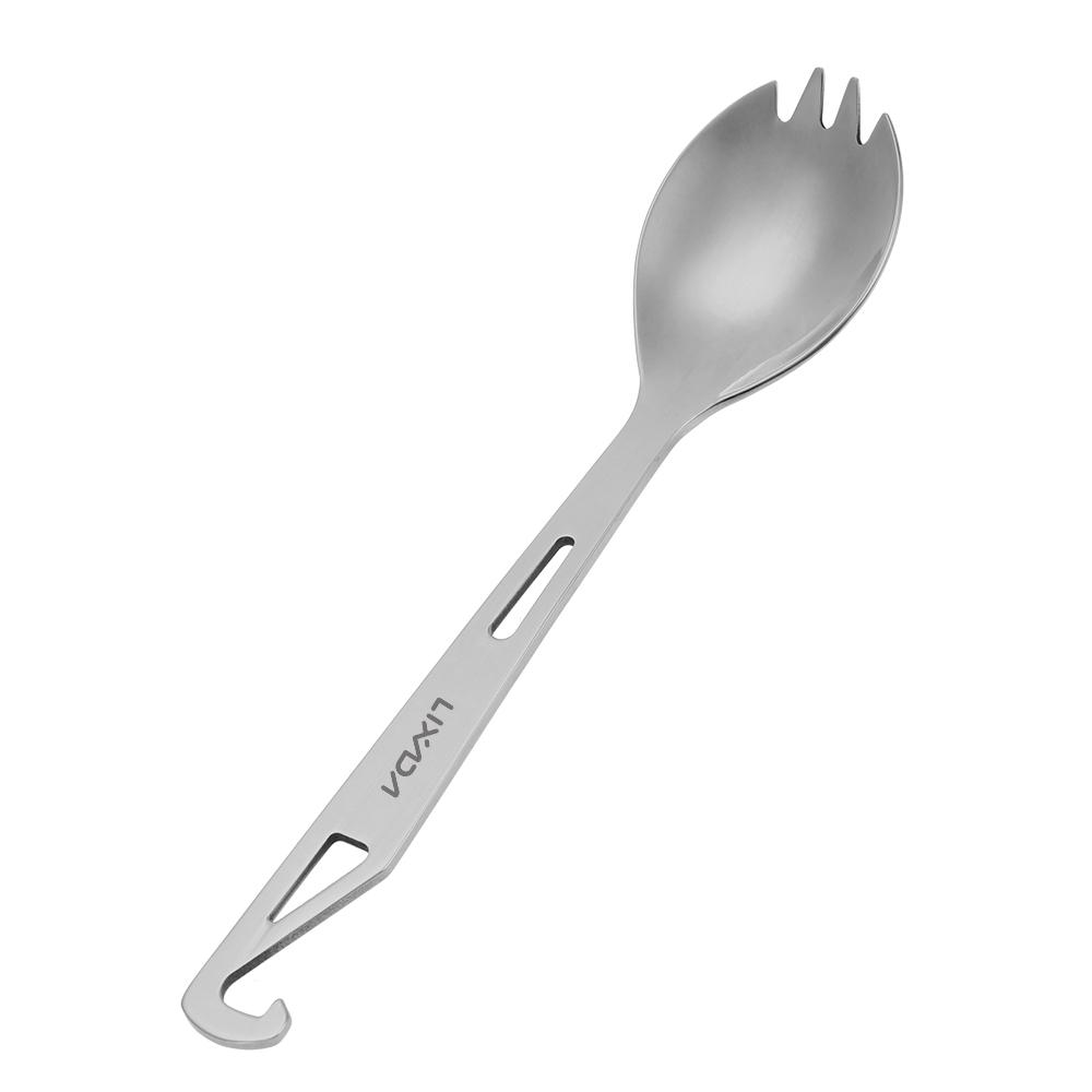 Lixada Edelstahl-Göffel mit Flaschenöffner, leichtes Outdoor-Dinner-Göffel-Besteck für Reisen