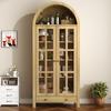Moderner hoher Schrank in Bogenform mit Einlegeböden und Schublade - Vitrine mit höhenverstellbaren Regalen für Wohnzimmer, Arbeitszimmer, Esszimmer