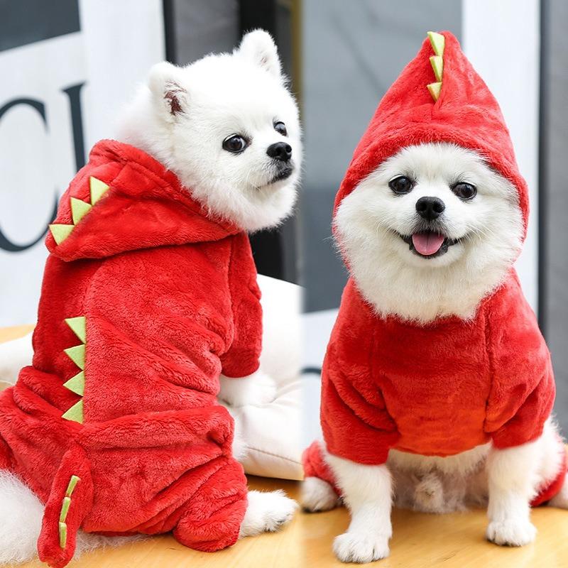 Autumn and Winter Dog Warm Four-legged Dog Cat Dinosaur Cat Transform Into Pet Clothes
