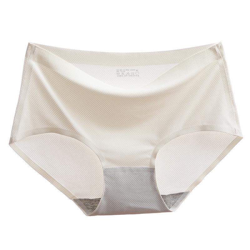 Ice Silk Seamless Breathable Mesh Mid-Waist Hollow Out Sexy Thin Women's Triangle Panties