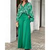 Casual Two Piece Sets Women Loose Casual Print Shirt Tops Loose Pants Two-piece Set