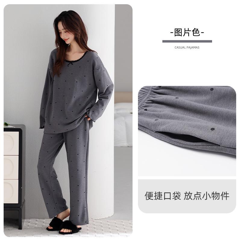 German Velvet Pajamas Women'S Autumn And Winter Long Sleeves Can Be Worn Outside, Thin Velvet Polished Warm High-End Loungewear