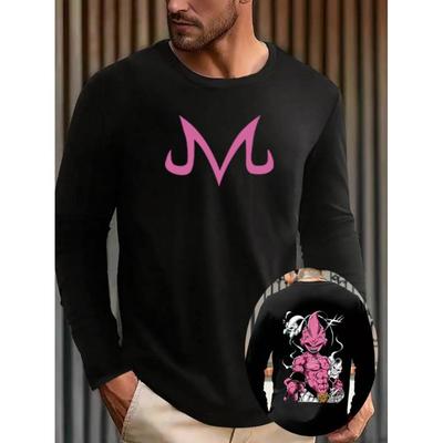 Dragon Balls Herren Langarm-T-Shirt, Grafikdruck (Vintage-Logo), Atmungsaktives Polyester, Wochenend-Outfit