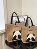 Portable Large-Capacity Panda Tote Bag - Retro Linen Shopping & Travel Shoulder Bag