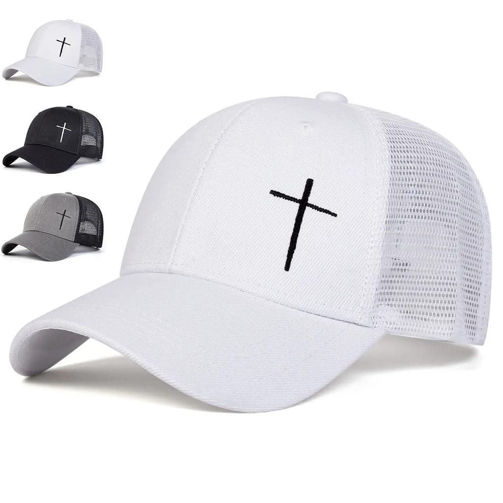 Net Baseball Stitching Embroidered Cross Neutral Gender Women Men For Caps Spring Summer Outdoor Sunscreen Hat Adjustable Casual Trucker Hats