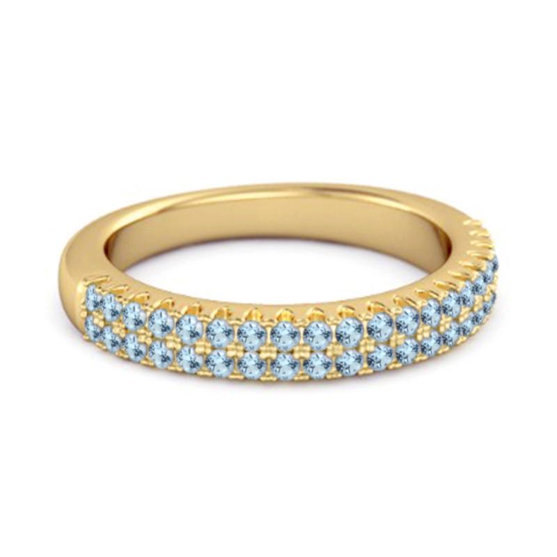Blue Topaz Eternity Band Ring - 925 Sterling Silver Gold Vermeil