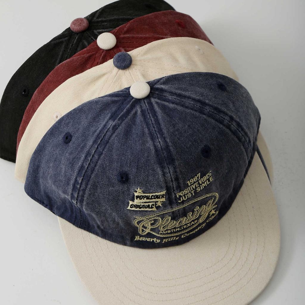 New hat American retro washed old letter cap female street hip hop flat brim baseball cap male
