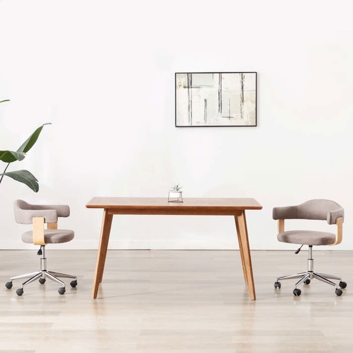 VidaXL Chaise Pivotante de Salle à Manger Chaise à Dîner Siège de Cuisine Chaise de Repas Intérieur Maison Taupe Tissu Bois 287420